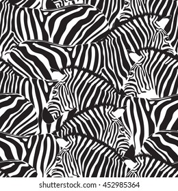 Zebra seamless pattern. Savannah Animal ornament. Wild animal texture. Striped black and white. design trendy fabric texture, vector illustration.