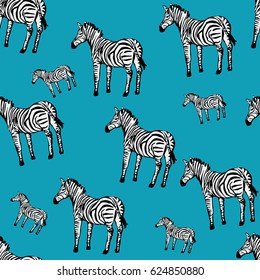 Zebra seamless pattern. Wild animal zebra print seamless background.