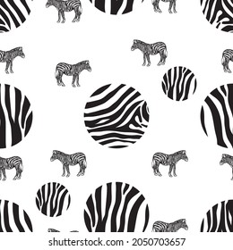 Зебра бесшовный векторный рисунок. Зебра бесшовный фон. Zebra seamless vector pattern, element for your design, texture for fabric