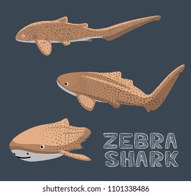 Zebra Shark Cartoon Vector Illustration