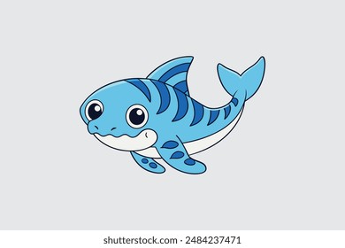 Ilustración vectorial de dibujos animados de Zebra Shark