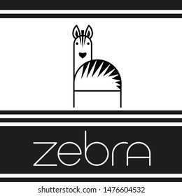 Zebra sign on stripes background.  Design template. 