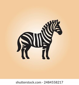 Zebra Silhouette with Striped Pattern , Exotic and African Wildlife Vector Illustration