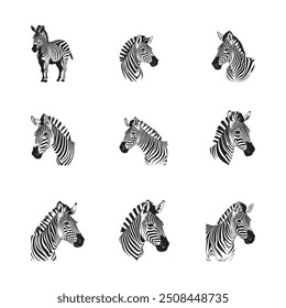 Zebra silhouette vector art with white background.
