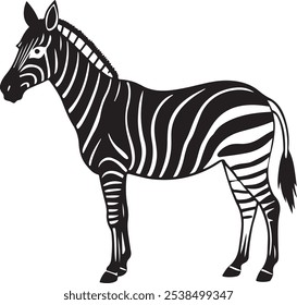 Arte vectorial de silueta de cebra aislado fondo blanco