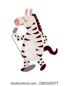 zebra singing illustration vector isolated