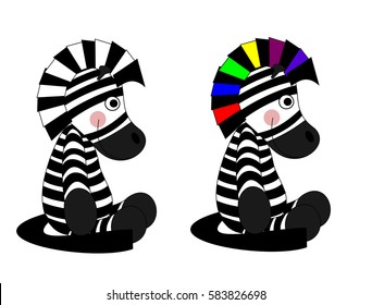 zebra sitting on a white background .the mark of punk