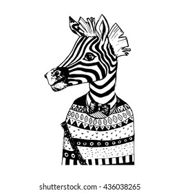 Zebra sketch traced vector illustration