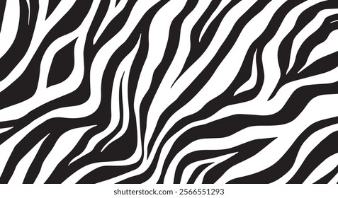 Zebra skin background vector. Animal fur, vector background for Fabric design, wrapping paper, textile, and wallpaper