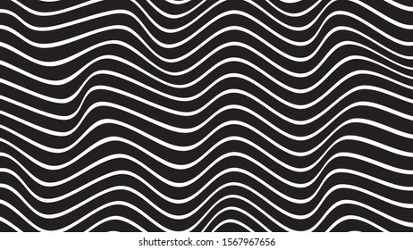 Zebra skin black line wave pattern vector design