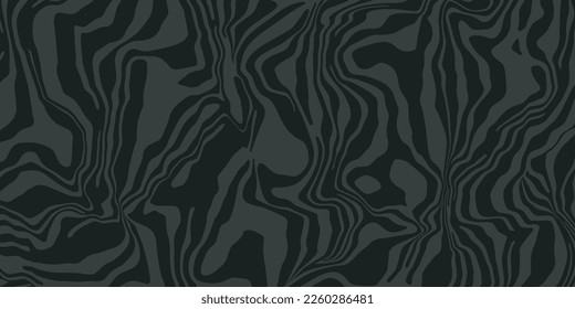 Zebra skin, curve stripes pattern. Animal print, black flow texture. Monochrome abstract liquid wave background. Vector illustration 