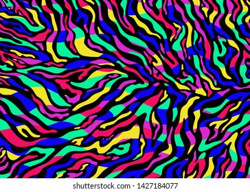 Zebra skin pattern design. Abstract Neon animal print vector illustration background. Wildlife fur skin design illustration. For web, home decor, fashion, surface, graphic design