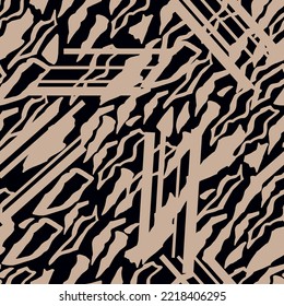 Zebra skin pattern with geometric stripes in monochrome. Ready to repeat and color. for fashion textile fabrics. All over and vector design