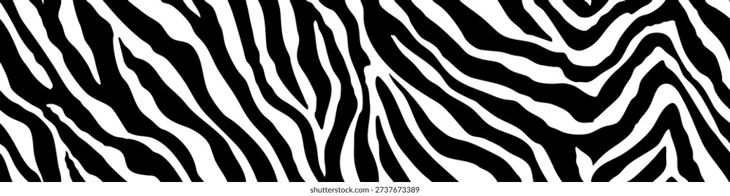 Zebra skin pattern. Seamless zebra texture, vector background