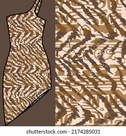 Zebra skin pattern texture, Fashionable print on women's top mockup. Wallpapers, print. Liberty style. Trendy design