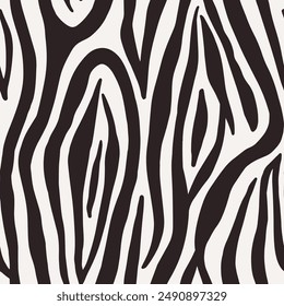 Zebra skin print. Animal skin print in black and white. Abstract black and white stripes.