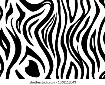 Zebra skin print. Vector seamless pattern. Black stripes and spots on a white background. Fashion trendy stylish fabric. White Tiger Leather - Wrap Decor cover