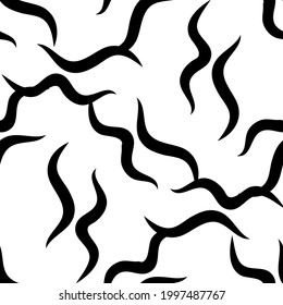 Zebra skin repeated seamless pattern. Black and white colors.