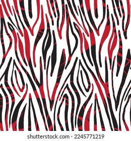 Zebra skin repeating seamless pattern. Creative doodle art pattern with different shapes and textures.black and white colors