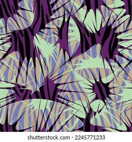 Zebra skin repeating seamless pattern. black and white colors Creative doodle art pattern with different shapes and textures.