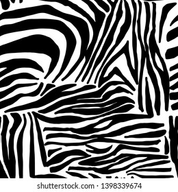 Zebra skin. Seamless Animal print. Vector background