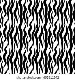 Zebra skin seamless pattern. African animals concept endless background, repeating texture. Vector illustration