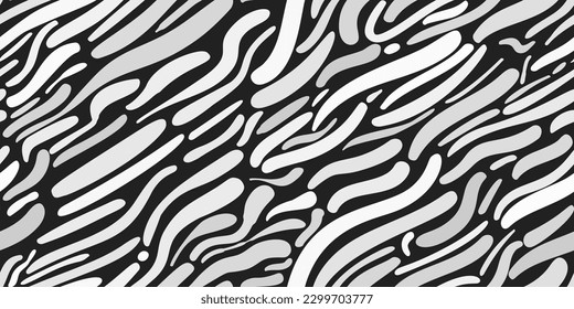 Zebra skin seamless pattern diagonal circle. Animal fur print. Repeating stripes motif. Wildlife, natural camouflage texture. Savannah safari inspired background. Vector abstract wallpaper
