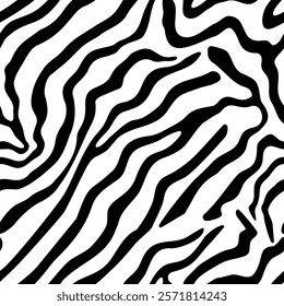 Zebra skin seamless pattern. Zebra print. Hand drawn wild animal zebra skin abstract texture