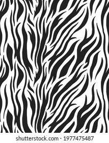 Zebra skin seamless pattern. Zebra stripes fashion print design. Vector 