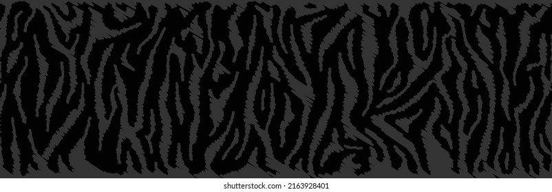 Zebra skin, stripes hatching pattern. Animal print, black and white  hand draws texture. Monochrome seamless background. Vector illustration 