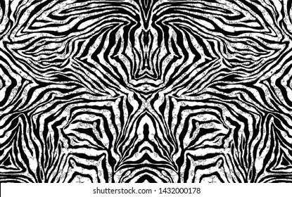 Zebra skin, stripes pattern. Animal print, black and white detailed and realistic texture. 