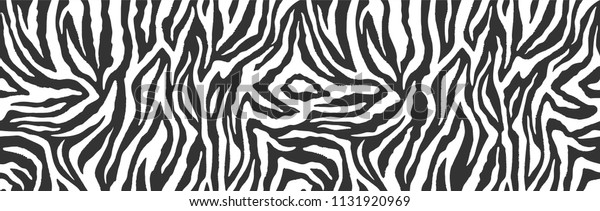 ゼブラの皮 縞模様 白黒の詳細でリアルなテクスチャーに動物のプリント シームレスな背景にモノクロ ベクターイラスト のベクター画像素材 ロイヤリティフリー