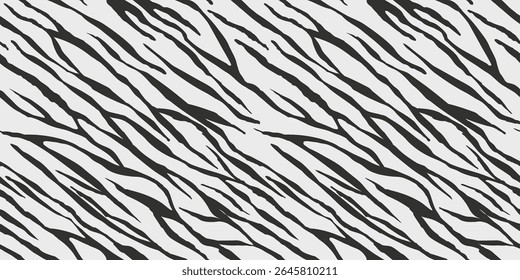 Zebra skin texture, deogonal stripes grunge pattern. Animal print. Vector monochrome black and white seamless background