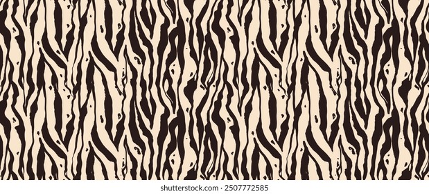 Zebra skin texture, wildlife fur abstract seamless pattern. Savannah animal stylish stripes background perfect for textile, print, fashion