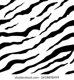 zebra skin vector pattern. Animal abstract monochrome seamless pattern.