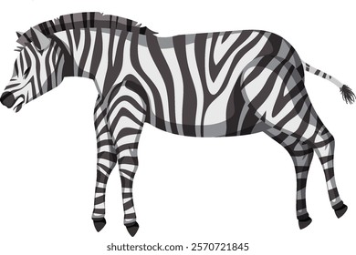 A zebra standing with distinctive black and white stripes