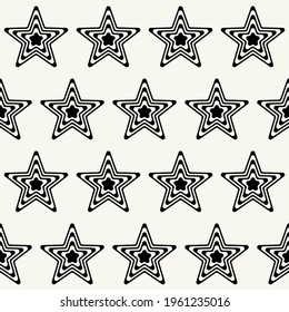 Patrón de estrellas de cebra. Estrellas monocromas impecables. Vector.