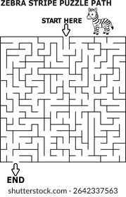 Zebra stripe puzzle path maze for kids fun activity