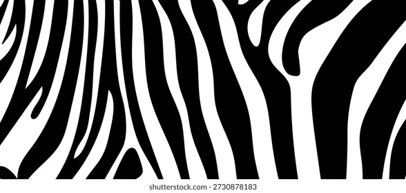Zebra stripe seamless pattern in black and white. Wild animal skin texture background. Abstract zebra fur surface concept for design and print. 