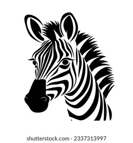 Zebra, striped horse, African savannah animal, striped hide, line pattern. Wild animal, cute character, isolated object on white background, cartoon vector drawing.