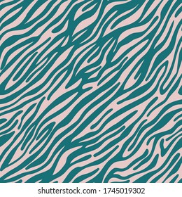 Zebra striped lines fur skin print texture seamless pattern. Animal background. Abstract curved lines ornament. Geometric shapes. Good for textile, fabric, fashion design.