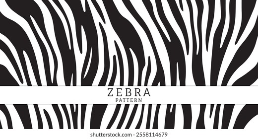 Zebra striped pattern. Wild animal skin artwork background. Black and white illustration