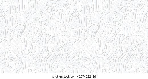 Papel tapizado a rayas de cebra con relieve. Patrón tribal que embosque, patrón sin fisuras de pieles animales. Textura blanca monocroma con sombra, huella de vida silvestre para tela, envolturas, papel. Ilustración del vector