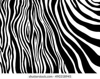 Zebra stripes, animal skin, tiger stripes, abstract pattern, line background, zebra print fabric. Amazing hand drawn vector illustration. Poster, banner, web mobile interface template. Black and white