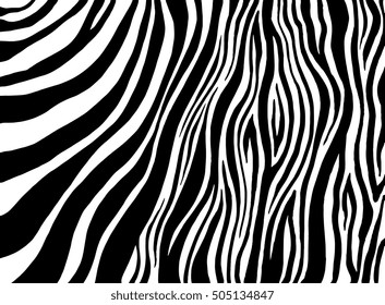 Zebra stripes, animal skin, tiger stripes, abstract pattern, line background, zebra print fabric. Amazing hand drawn vector illustration. Poster, banner, web mobile interface template. Black and white