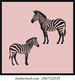 Zebra Stripes black Silhouette Clip, Vector illustration