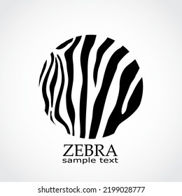 zebra stripes black white circle animal logo design 