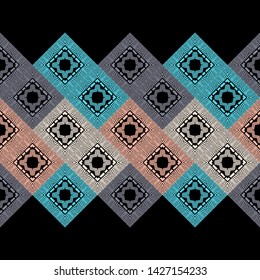 Zebra stripes. Ethnic boho seamless pattern. Lace. Embroidery on fabric. Patchwork texture. Weaving. Traditional ornament. Tribal pattern. Folk motif. Can be used for wallpaper, textile, wrapping.