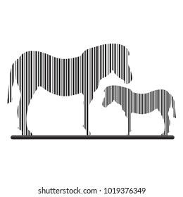 Zebra with stripes on a white background. Abstract animal illustration.