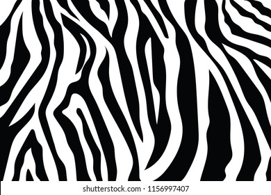 Zebra Stripes Pattern. Zebra print, animal skin, tiger stripes, abstract pattern, line background, fabric. Amazing hand drawn vector illustration. Poster, banner. Black and white artwork monochrome